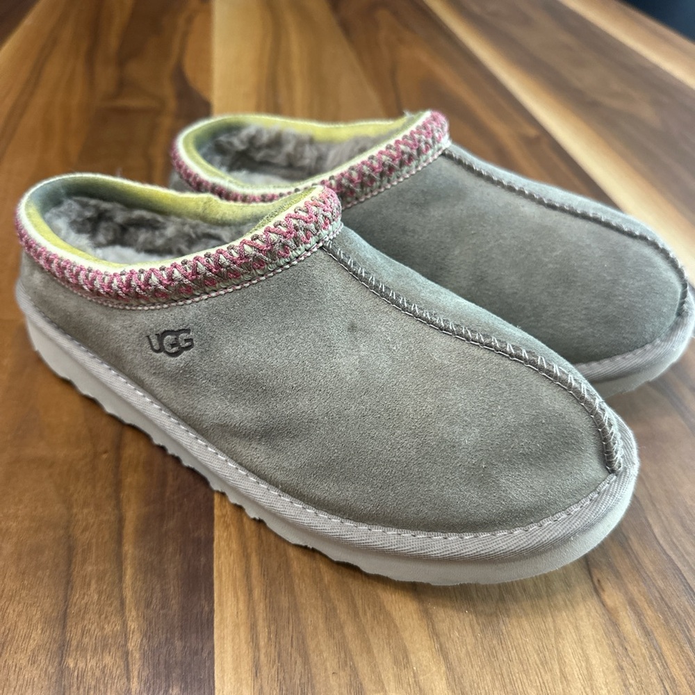 Taupe UGG Tazman slippers